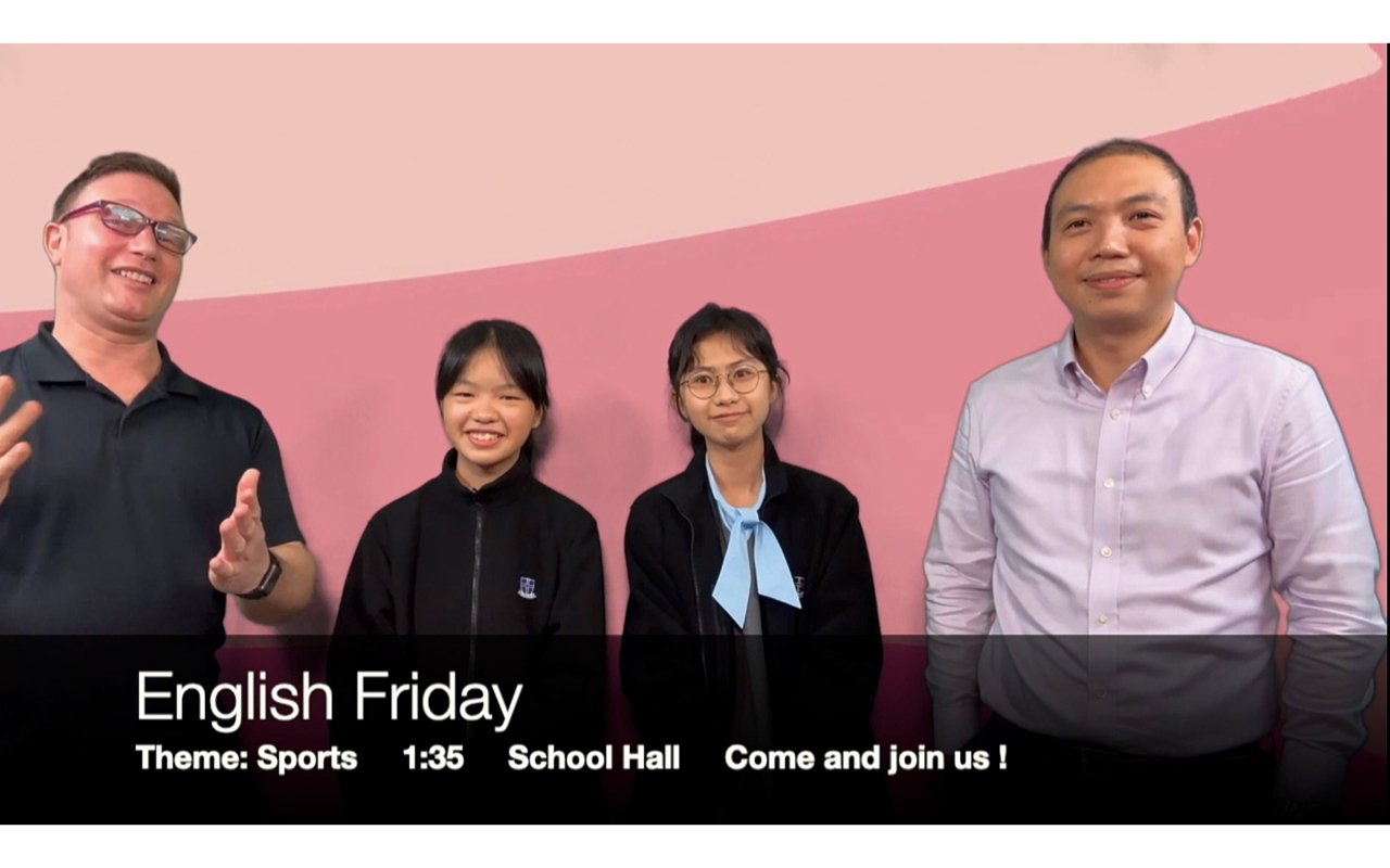 學校會播放英語短片以及設有英語校園電視節目