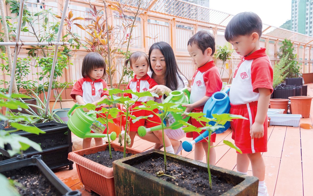 分校以天父的花園為設計理念，並配合環境優勢推行食農教育